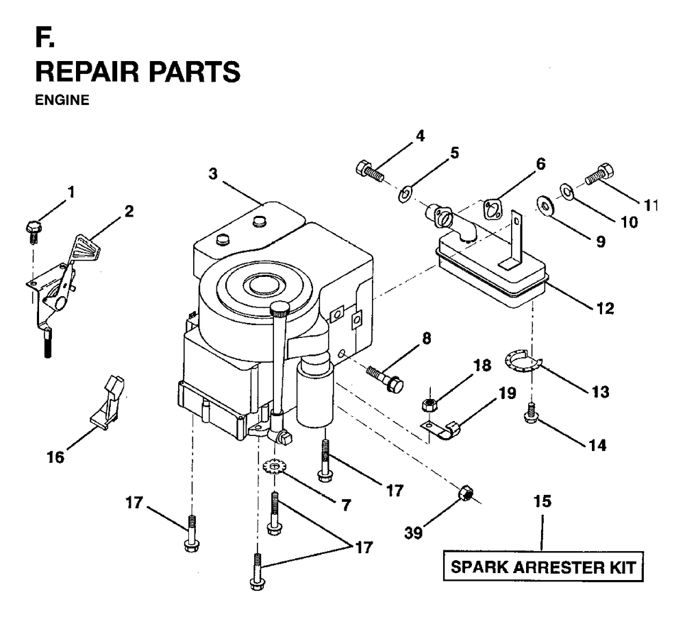 Engine Cutting Equipment Diagram and Parts List for LR12 (954003411)(1996-01) Jonsered Lawn Tractor