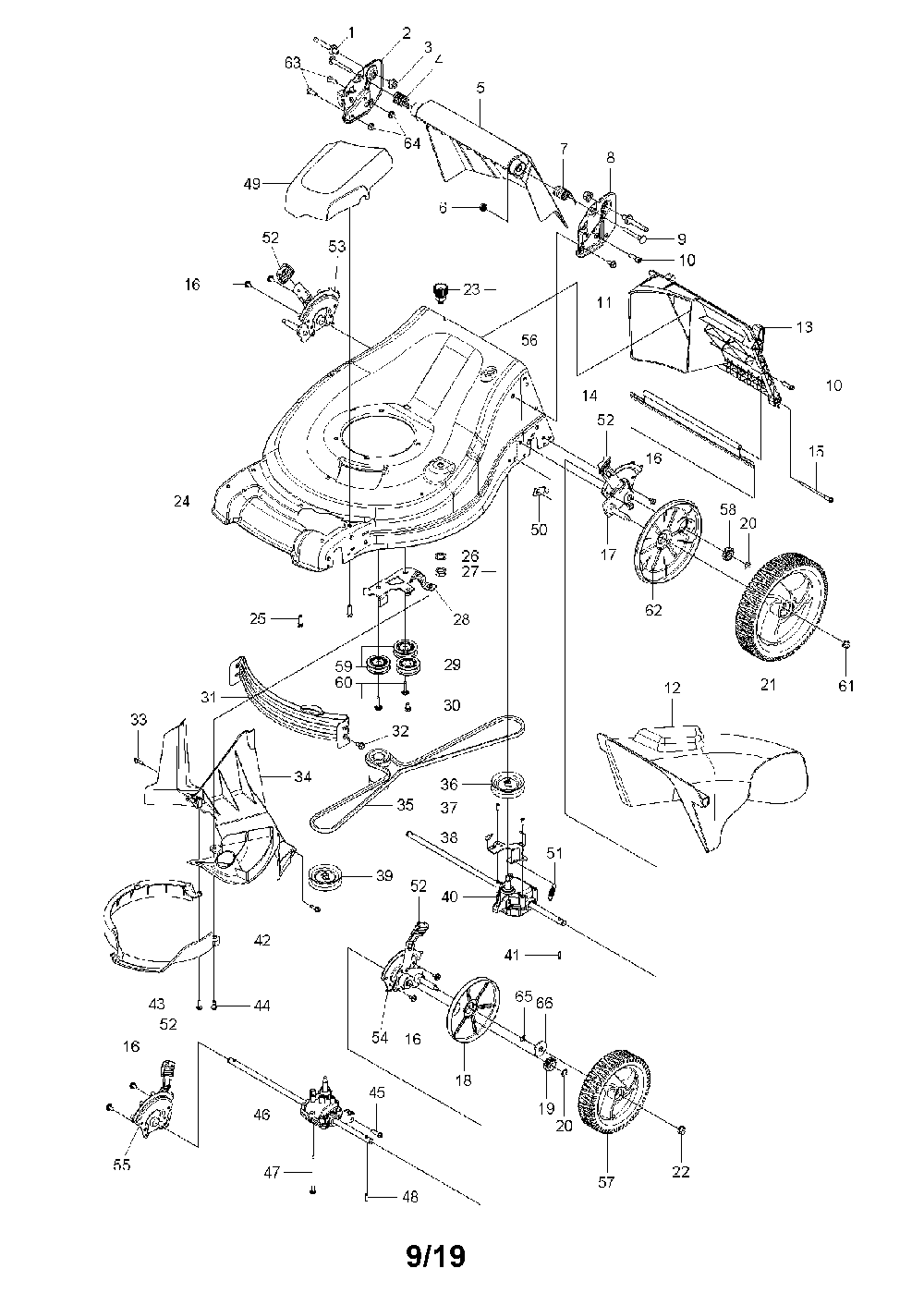Mower deck/cutting deck Diagram and Parts List for L4721-96795730100  Jonsered Lawn Mower