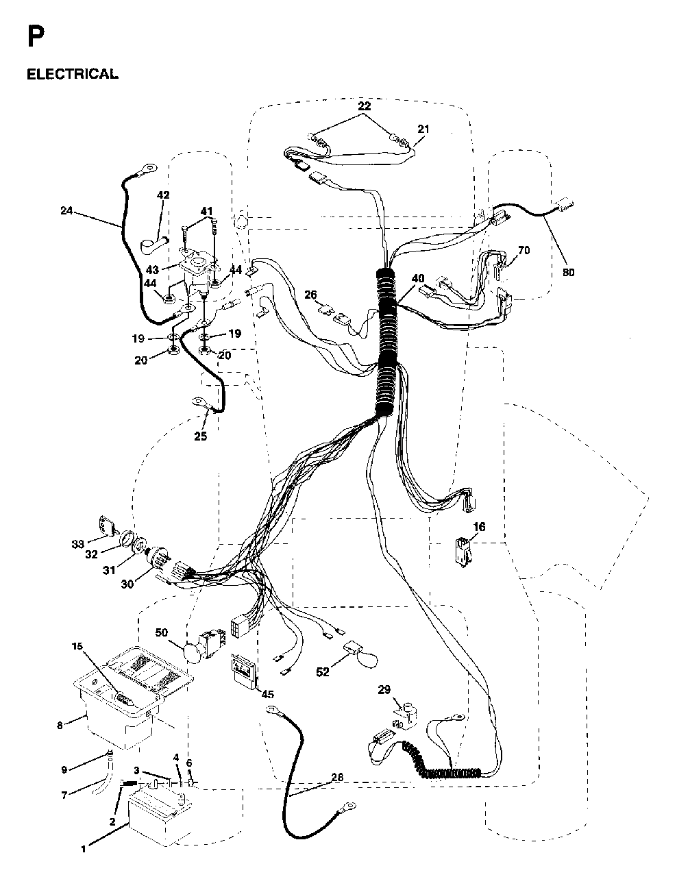 Electrical Diagram and Parts List for LTH15 (954130004)(1997-04) Jonsered Lawn Tractor