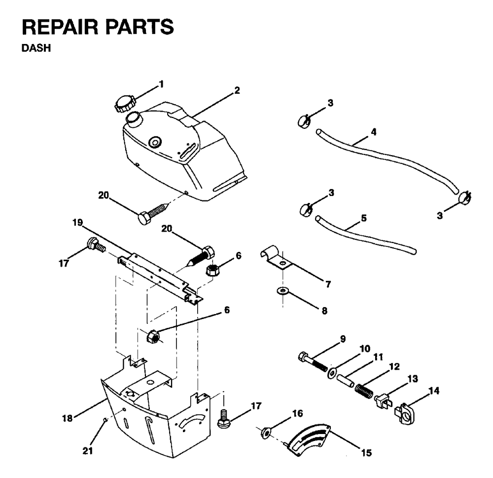 Dash Diagram and Parts List for LR10 1995-01 Jonsered Lawn Tractor