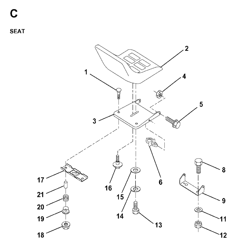 Seat Diagram and Parts List for LRH13 1998-01 Jonsered Lawn Tractor