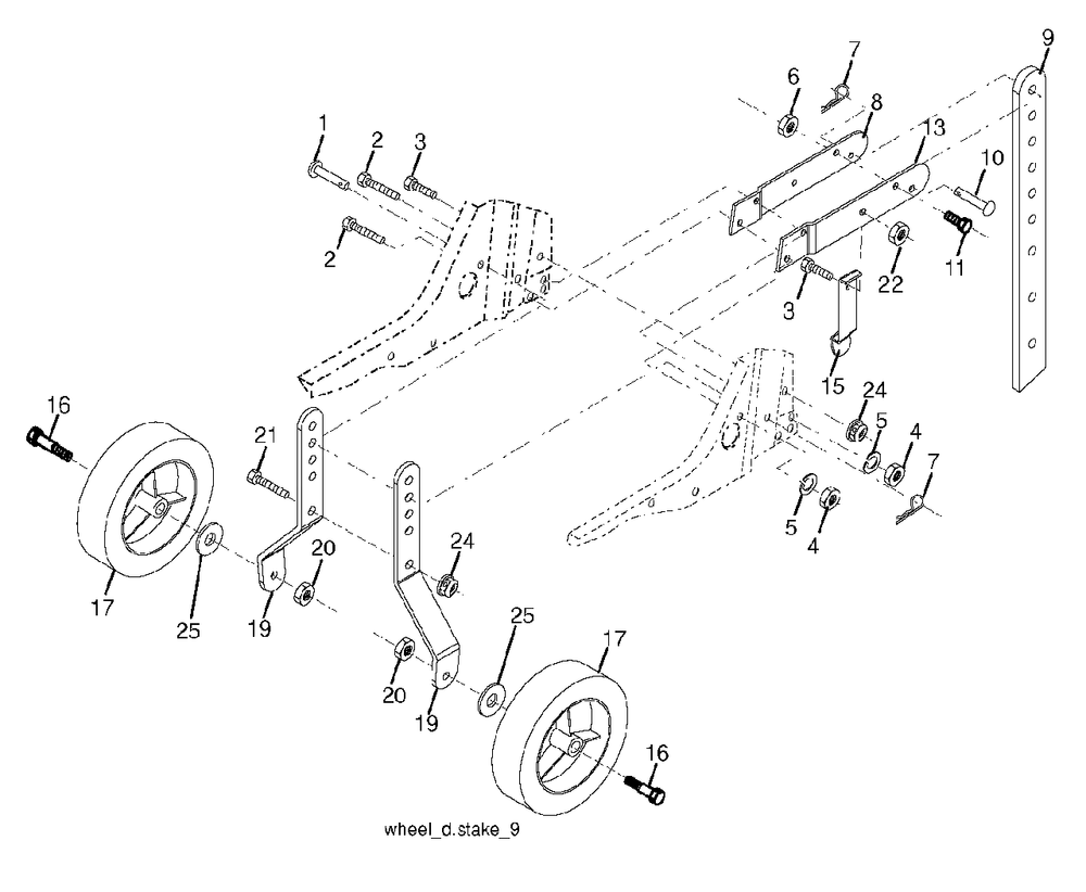 Wheel Depth Stake Assembly Diagram and Parts List for J208F24 (960820036-00)(2015-11) Jonsered Tiller