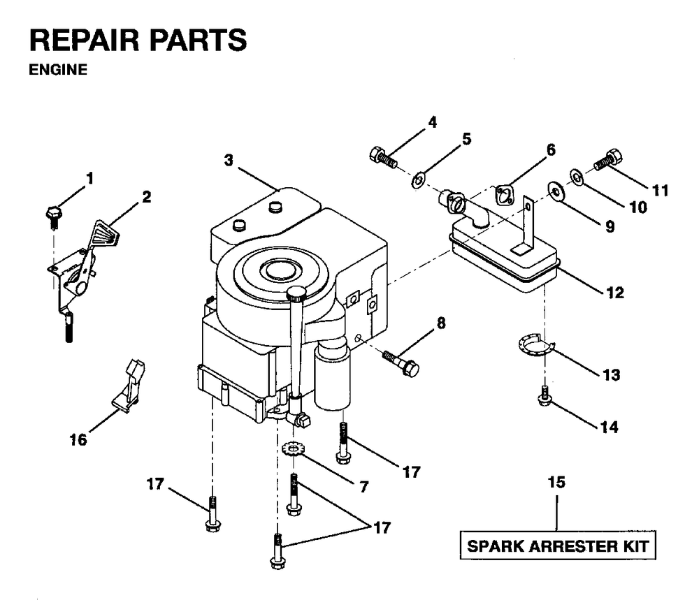 Engine Cutting Equipment Diagram and Parts List for LR10 1995-01 Jonsered Lawn Tractor