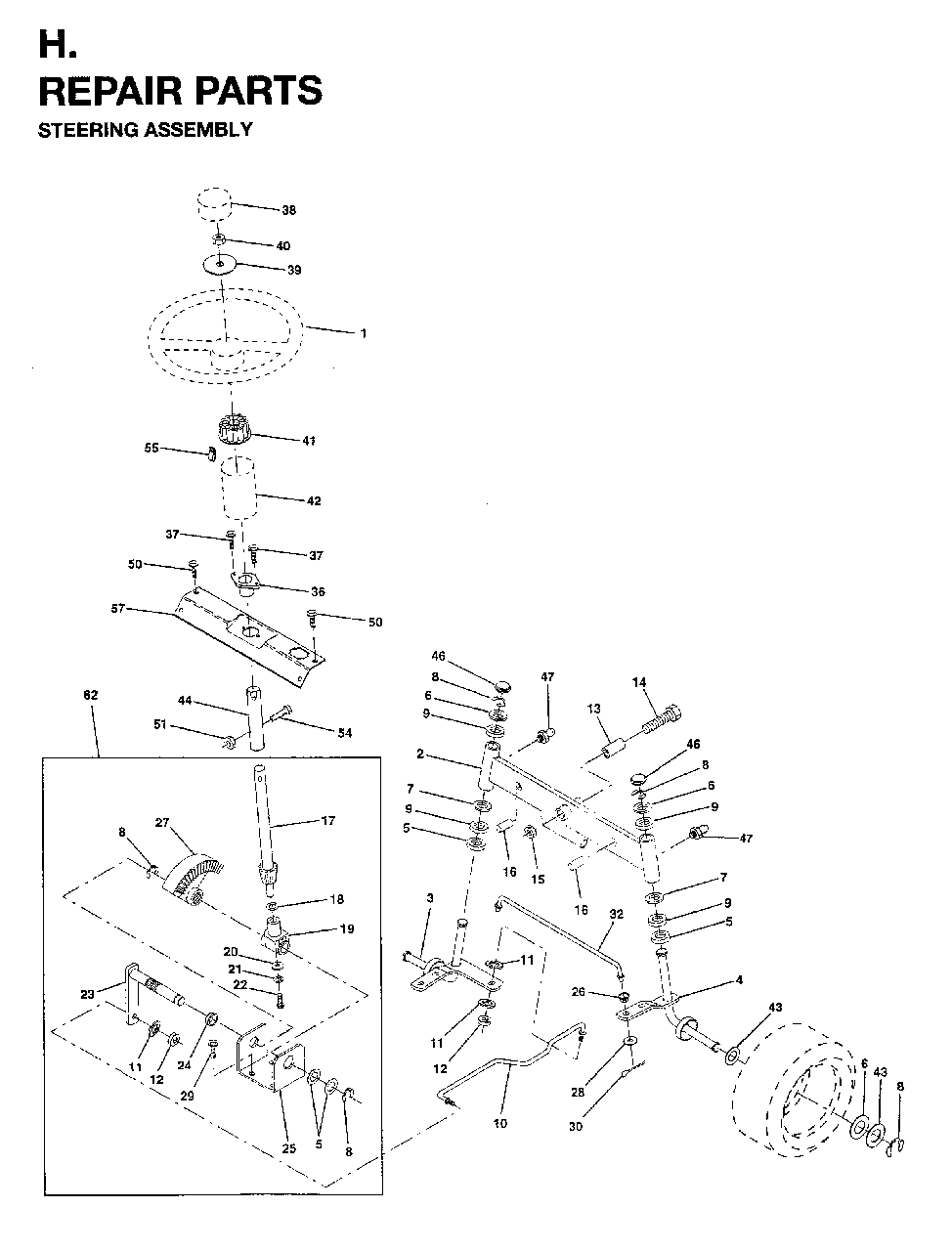 Steering Diagram and Parts List for LT15 (954820221)(1996-01) Jonsered Lawn Tractor