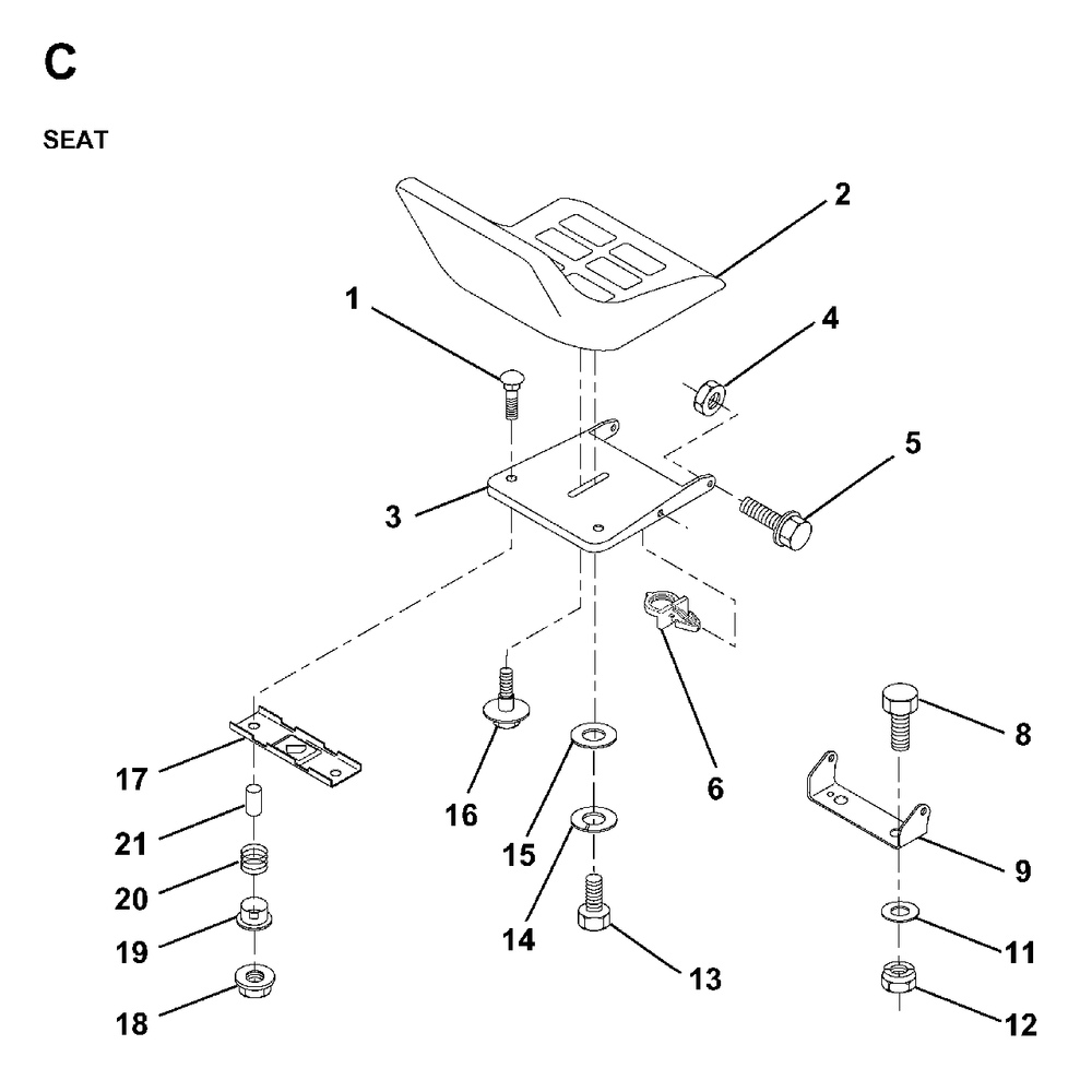 Seat Diagram and Parts List for LR11 1998-01 Jonsered Lawn Tractor