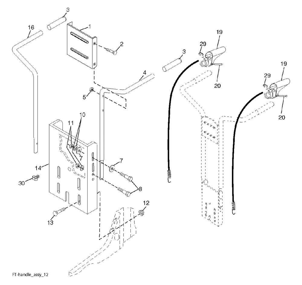 Handle Diagram and Parts List for J208F24 (960820036-00)(2015-11) Jonsered Tiller