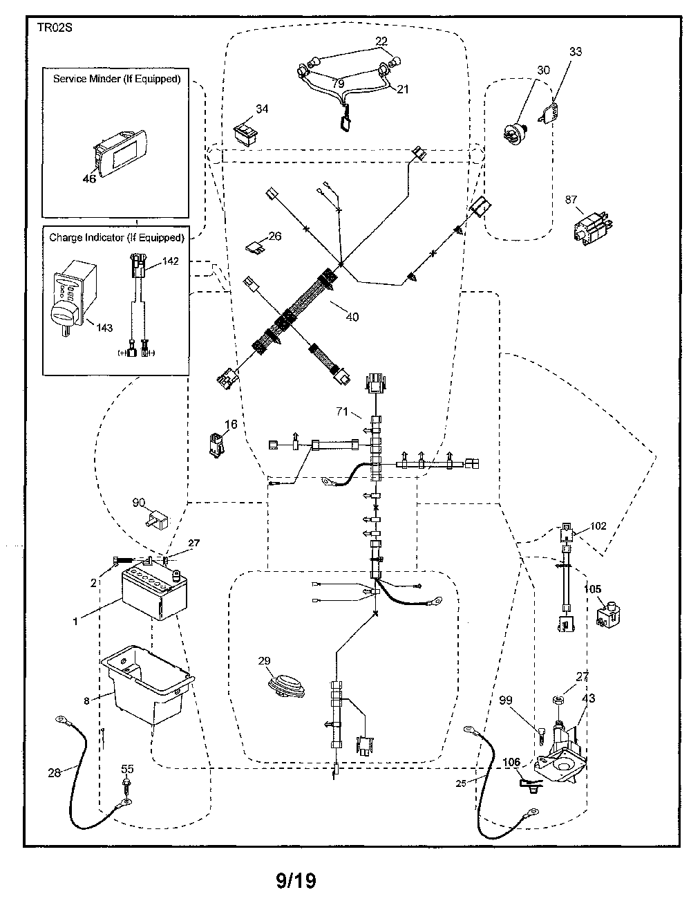 Electrical Diagram and Parts List for 96043019700  Jonsered Lawn Tractor