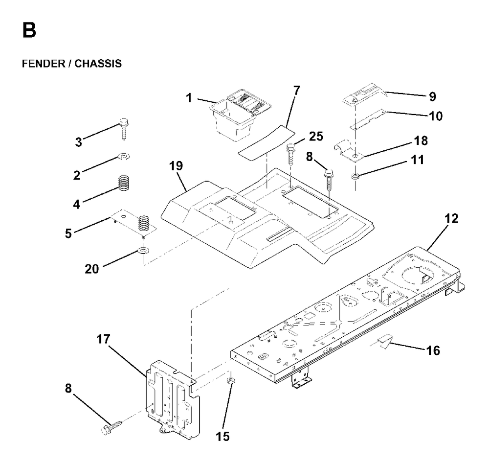 Chassis Enclosures Diagram and Parts List for LR13 (954130013)(1998-01) Jonsered Lawn Tractor