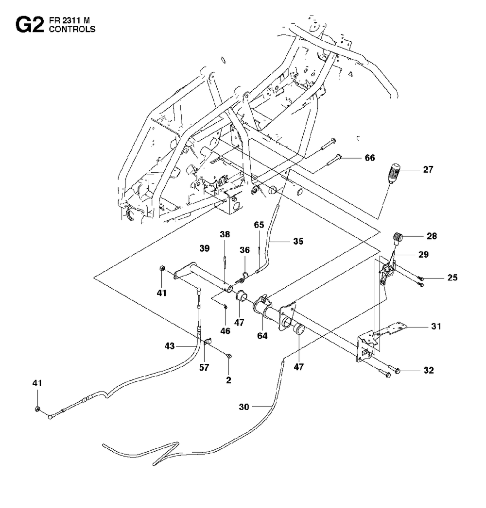 Controls 2 Diagram and Parts List for FR2311M (966639785)(2011-02) Jonsered Lawn Tractor