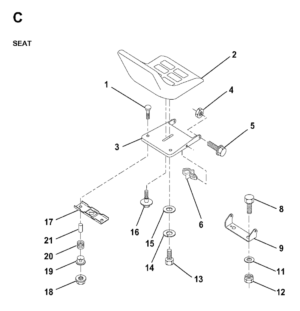 Seat Diagram and Parts List for LR13 (954130013)(1998-01) Jonsered Lawn Tractor