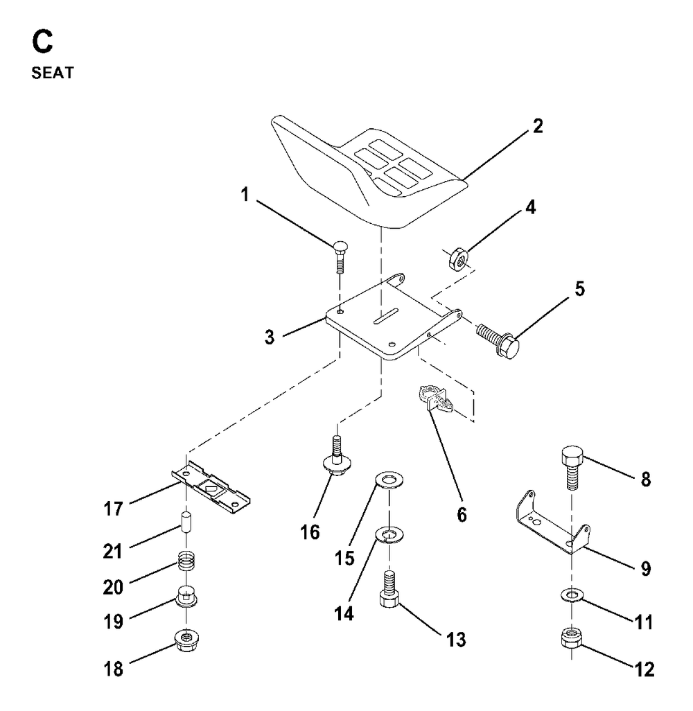 Seat Diagram and Parts List for LR12 1998-04 Jonsered Lawn Tractor
