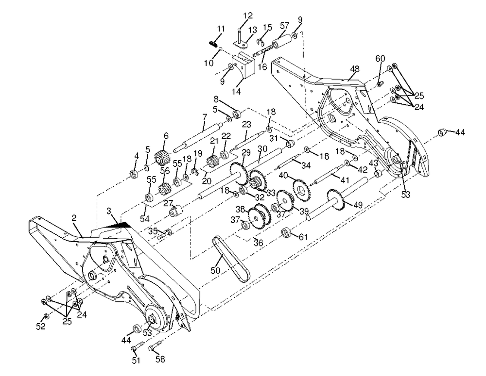 Transmission Diagram and Parts List for J208D17 (960920036-00)(2015-11) Jonsered Tiller