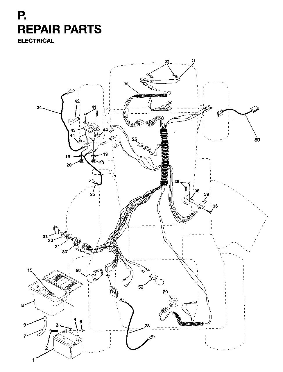 Electrical Diagram and Parts List for LT15 (954820221)(1996-01) Jonsered Lawn Tractor