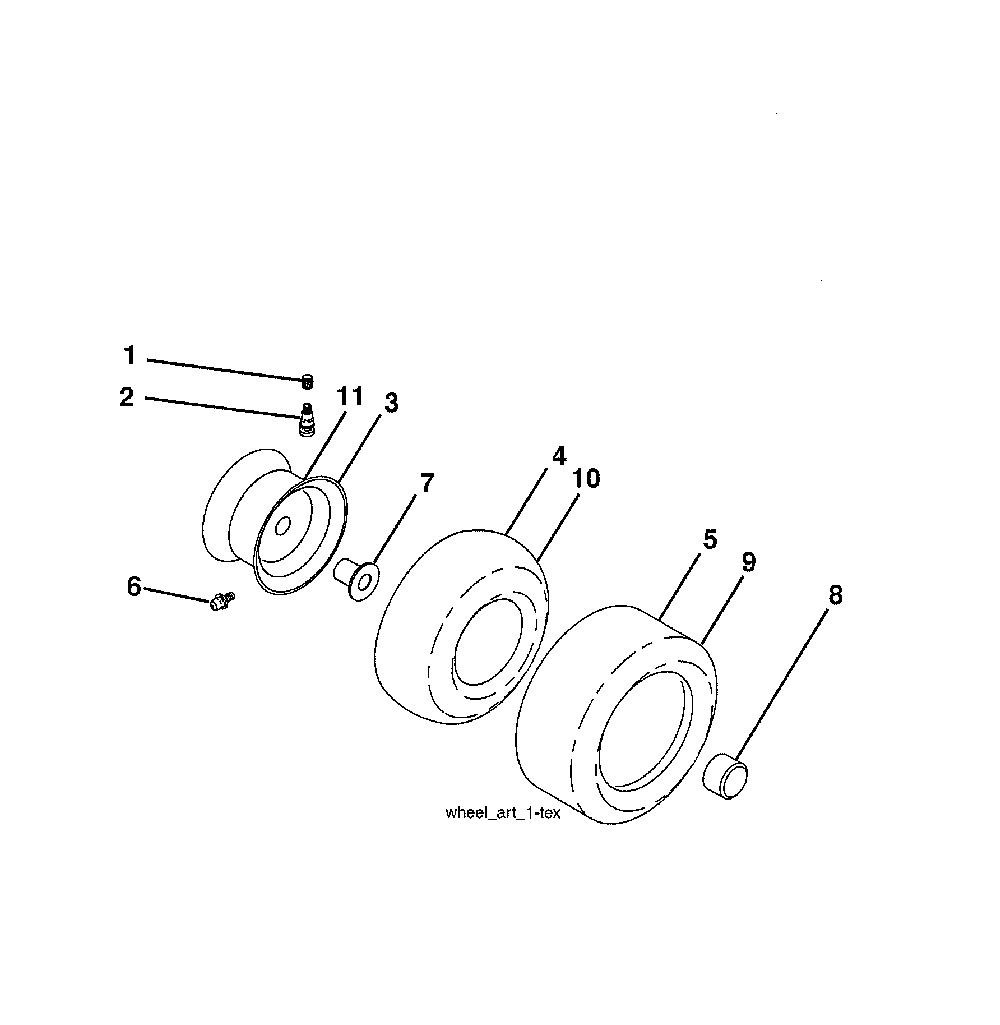 Wheels & tires Diagram and Parts List for 96043019700  Jonsered Lawn Tractor