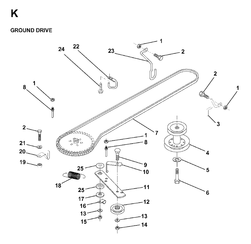 Drive Diagram and Parts List for LR11 1998-01 Jonsered Lawn Tractor