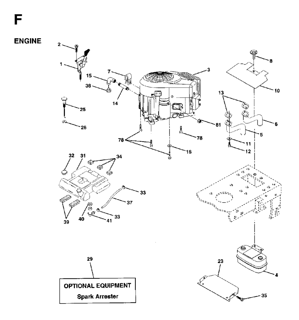 Engine Cutting Equipment Diagram and Parts List for LTH18 (954130005)(1997-04) Jonsered Lawn Tractor