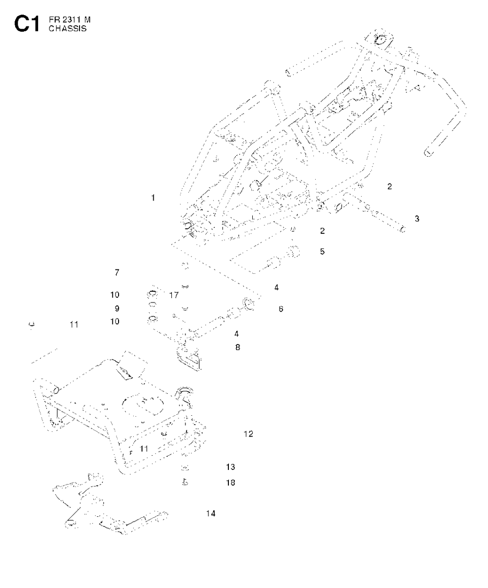 Chassis Enclosures 1 Diagram and Parts List for FR2311M (966639785)(2011-02) Jonsered Lawn Tractor