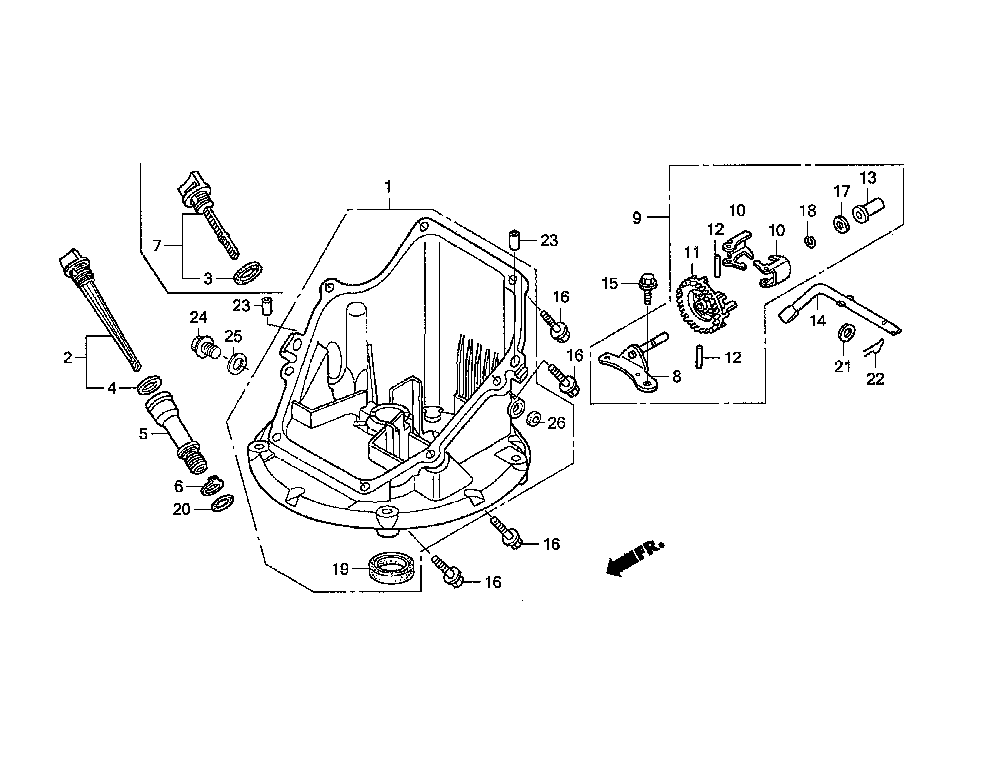 Oil pan Diagram and Parts List for L4721-96795730100  Jonsered Lawn Mower