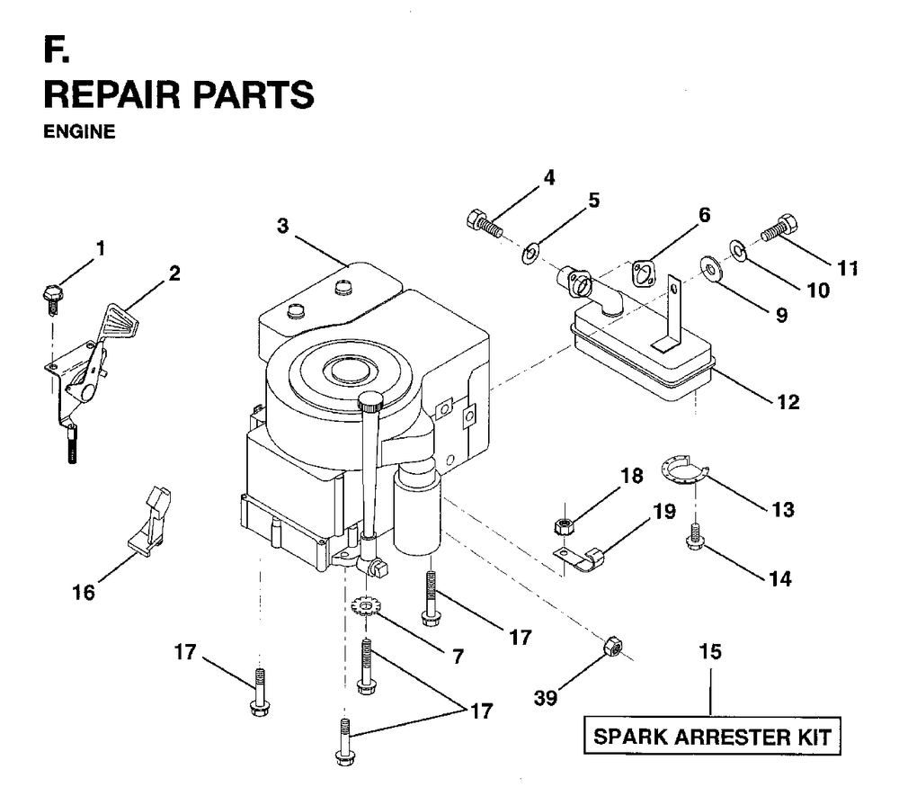 Engine Diagram and Parts List for LRH13 (954003421)(1996-01) Jonsered Lawn Tractor