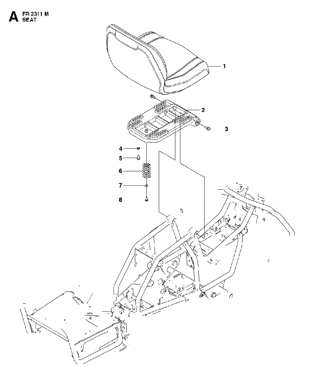 Seat Diagram and Parts List for FR2311M (966639785)(2011-02) Jonsered Lawn Tractor