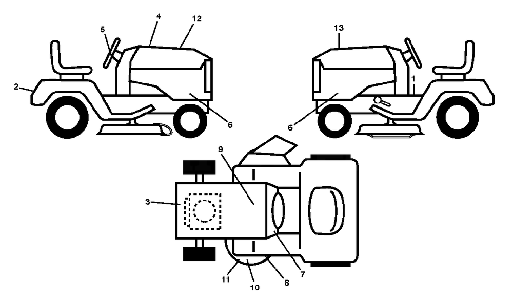 Decals Diagram and Parts List for 2754GTHI (960430191-00)(2013-12) Jonsered Lawn Tractor