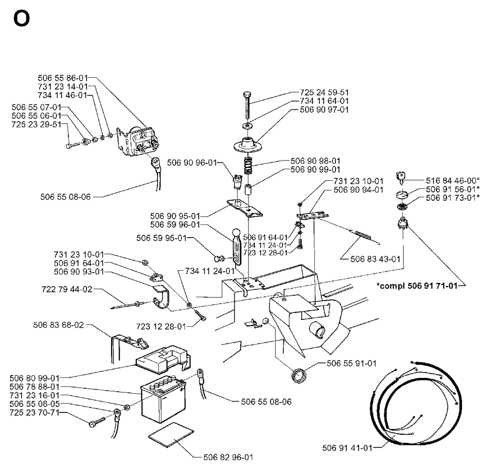 Electrical Diagram and Parts List for FR13 1998-06 Jonsered Lawn Tractor