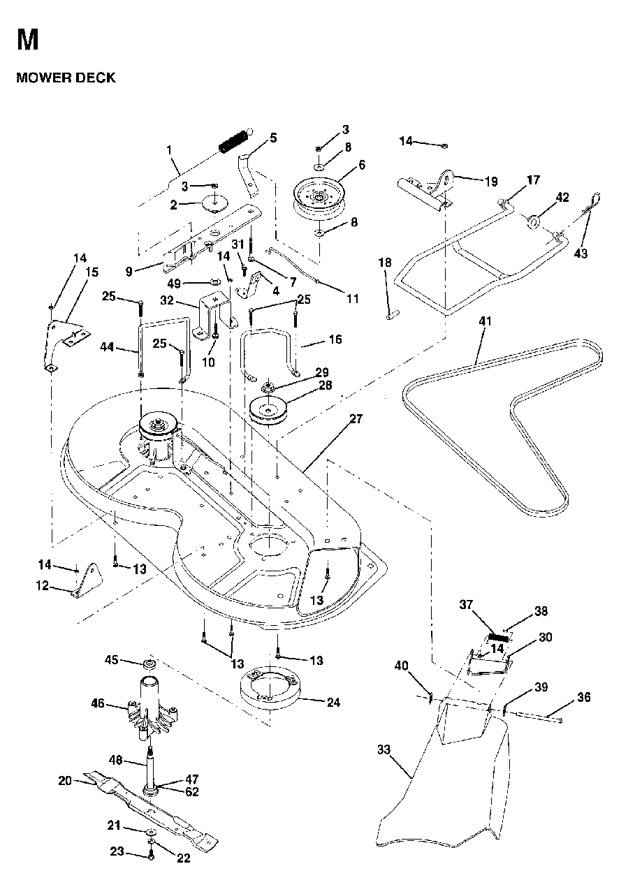 Mower Deck / Cutting Deck Diagram and Parts List for LR11 (954130002)(1997-04) Jonsered Lawn Tractor