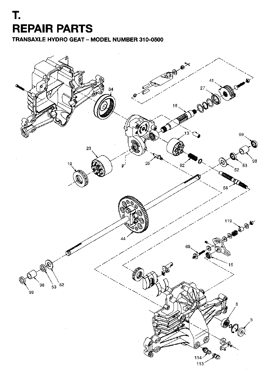 Transmission 2 Diagram and Parts List for LRH13 (954003421)(1996-01) Jonsered Lawn Tractor