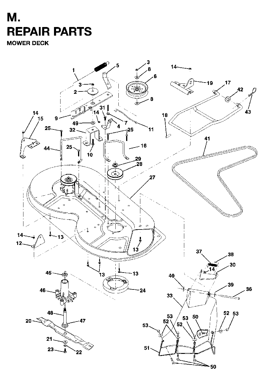 Mower Deck / Cutting Deck Diagram and Parts List for LR12 (954003411)(1996-01) Jonsered Lawn Tractor