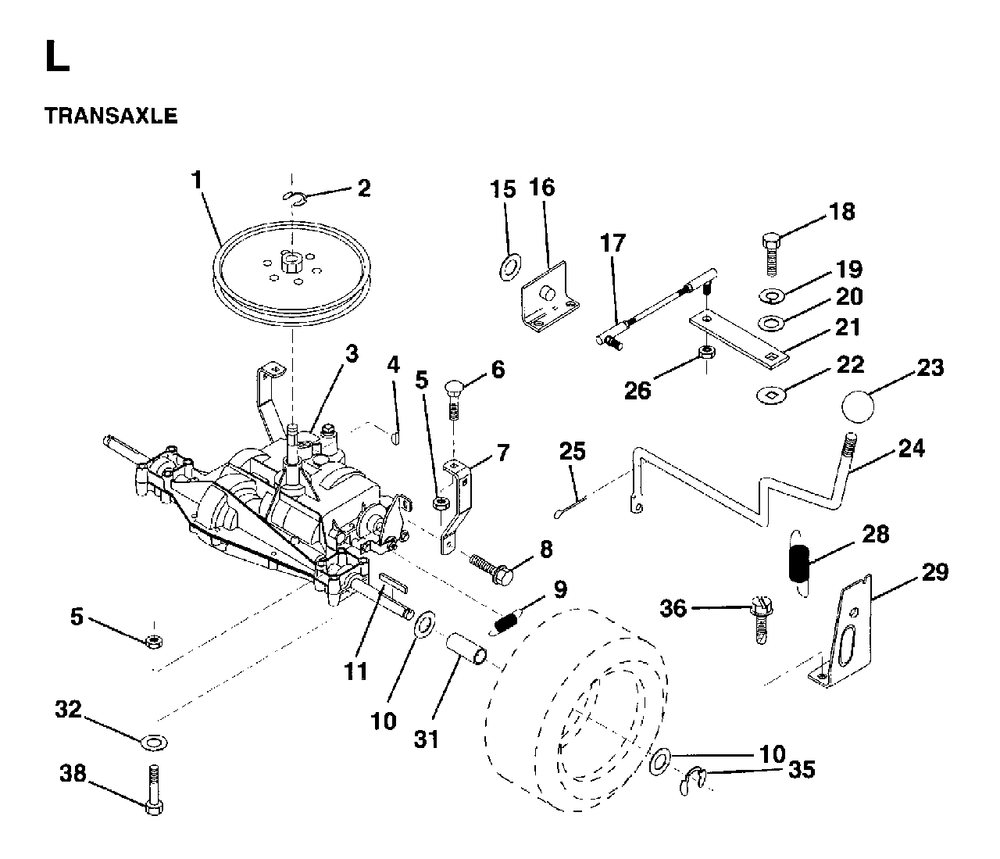 Transmission Diagram and Parts List for LR11 (954130002)(1997-04) Jonsered Lawn Tractor