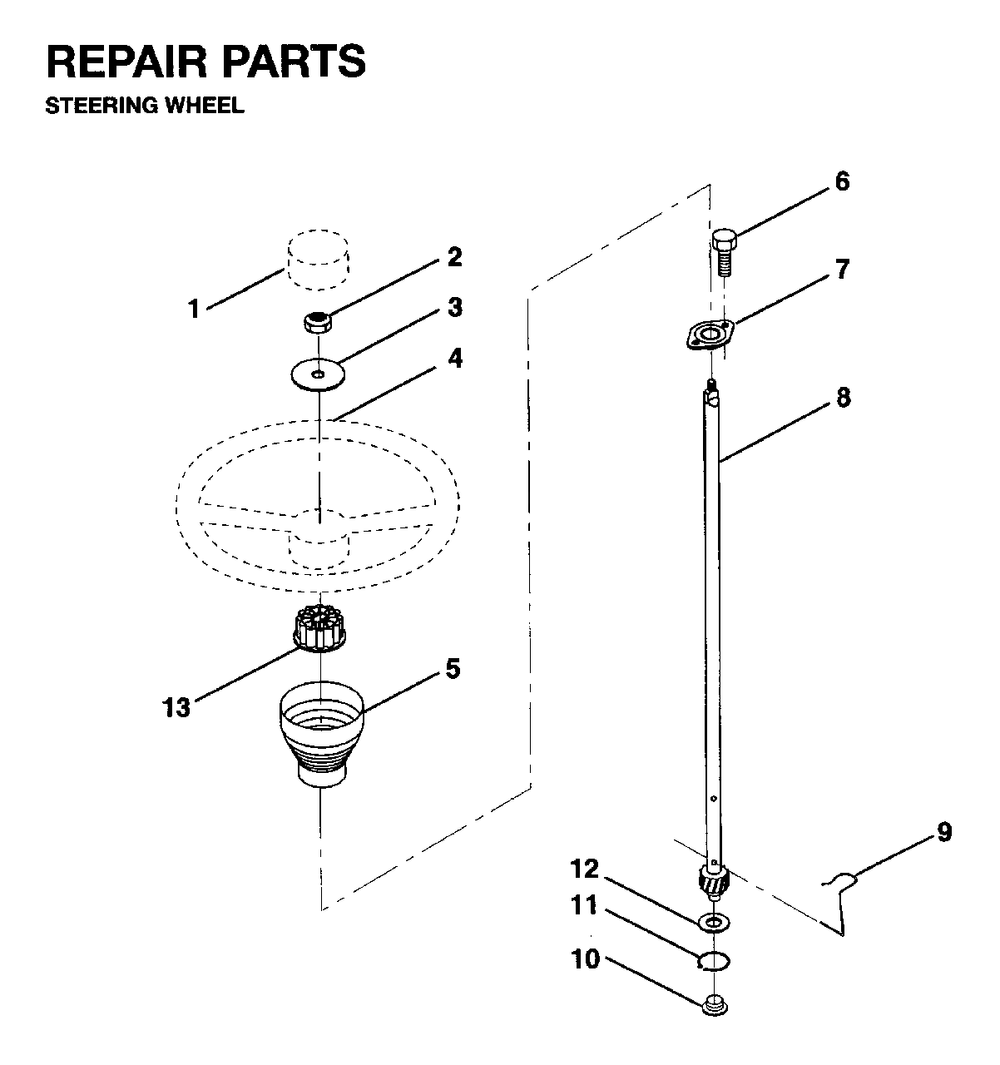 Steering Diagram and Parts List for LR12 1995-01 Jonsered Lawn Tractor