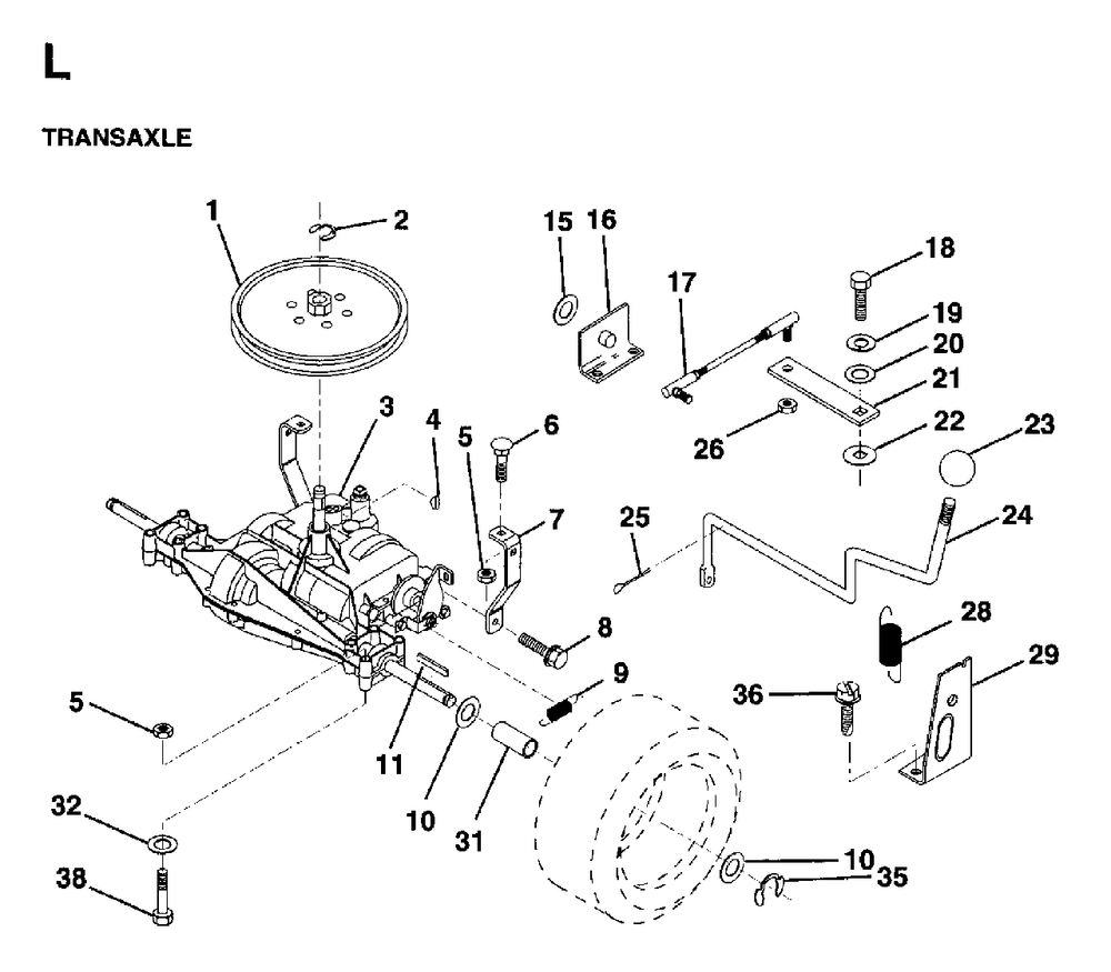 Transmission Diagram and Parts List for LR12 (954003411)(1997-04) Jonsered Lawn Tractor