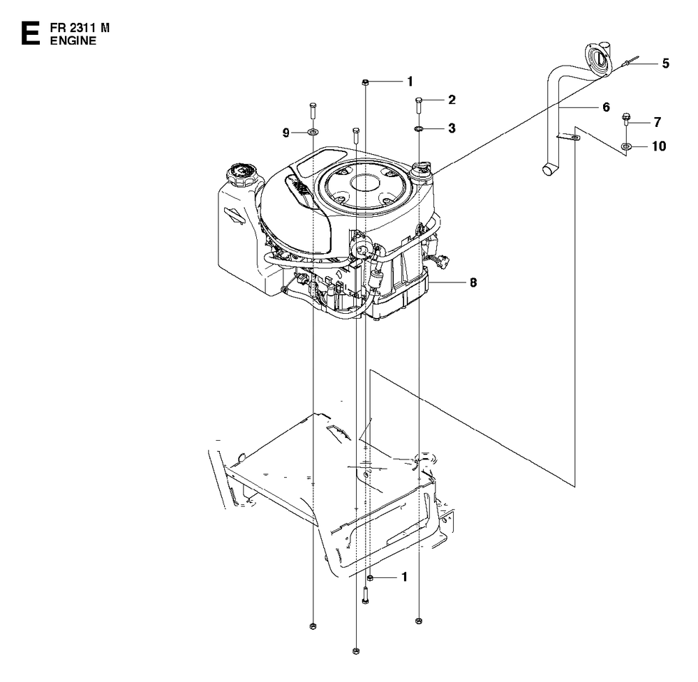Engine Diagram and Parts List for FR2311M (966639785)(2011-02) Jonsered Lawn Tractor