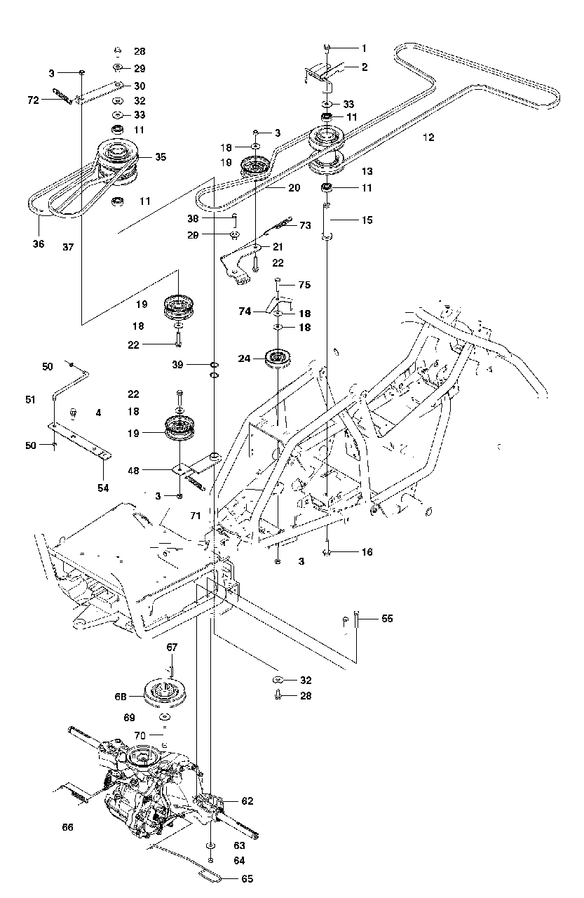 Transmission Diagram and Parts List for FR2312MA (966639885)(2011-02) Jonsered Lawn Tractor