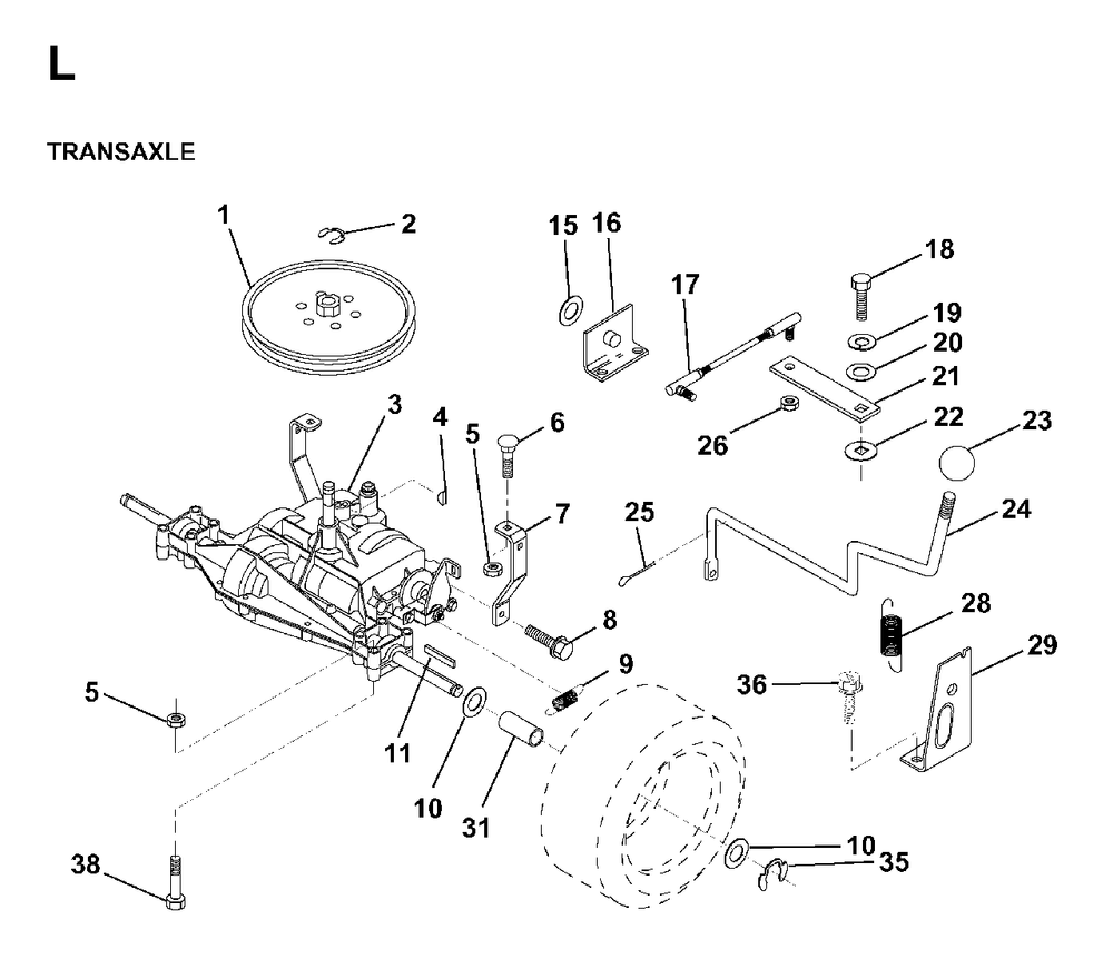 Transmission Diagram and Parts List for LR13 (954130013)(1998-01) Jonsered Lawn Tractor