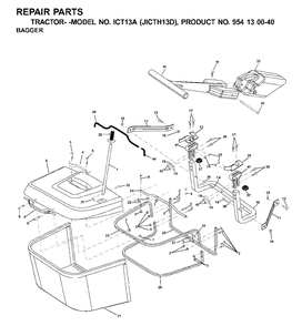 Bagger Diagram and Parts List for ICT13A (954130040-D)(2001-02) Jonsered Lawn Tractor