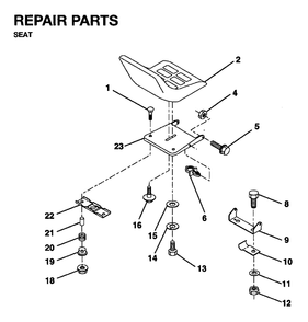Seat Diagram and Parts List for LR12 1995-01 Jonsered Lawn Tractor
