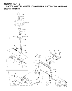 Steering Diagram and Parts List for LT18A (954130047-A)(2001-01) Jonsered Lawn Tractor
