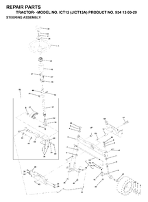 Steering Diagram and Parts List for ICT13 (954130029)(1999-03) Jonsered Lawn Tractor