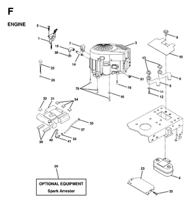 Engine Cutting Equipment Diagram and Parts List for LTH18 1998-02 Jonsered Lawn Tractor