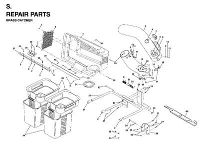 Bagger Diagram and Parts List for LT15 (954820221)(1996-01) Jonsered Lawn Tractor