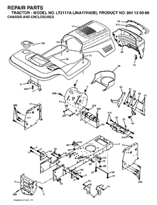 Chassis Enclosures Diagram and Parts List for LT2117A (954130086)(2003-05) Jonsered Lawn Tractor