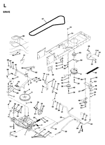 Drive Diagram and Parts List for LT15 (954130003)(1997-04) Jonsered Lawn Tractor