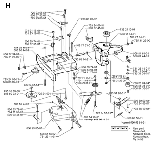 Transmission Diagram and Parts List for FR13 1998-06 Jonsered Lawn Tractor