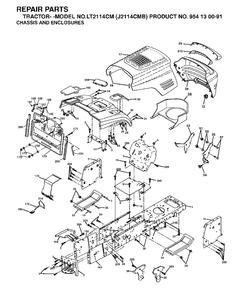 Chassis Enclosures Diagram and Parts List for LT2114CM (954130091)(2003-05) Jonsered Lawn Tractor