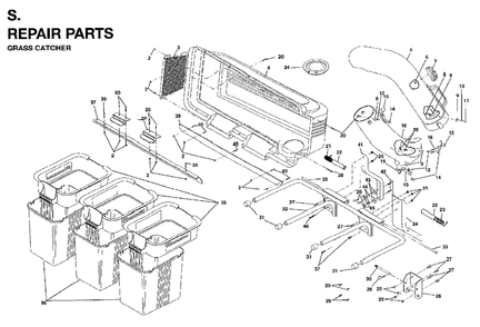 Bagger Diagram and Parts List for YTH18 (954003471)(1996-01) Jonsered Lawn Tractor