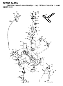 Mower Deck / Cutting Deck Diagram and Parts List for LT2115 (954130210)(2004-01) Jonsered Lawn Tractor