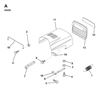 Hood Diagram and Parts List for LR12 1998-04 Jonsered Lawn Tractor