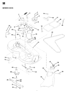 Mower Deck / Cutting Deck Diagram and Parts List for LRH13 1998-01 Jonsered Lawn Tractor