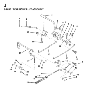 Brake / Rear Mower Lift Diagram and Parts List for LR12 1998-04 Jonsered Lawn Tractor